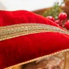 4” x 5 Yard Gold Braid Trim Velvet Gold Back Wired Ribbon - Red/Gold