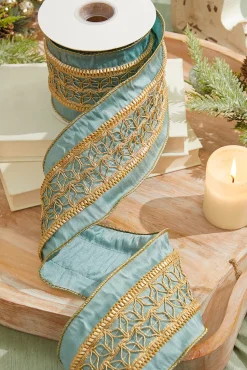 4" x 5 Yard Metallic Gold Trim Dupion Ribbon