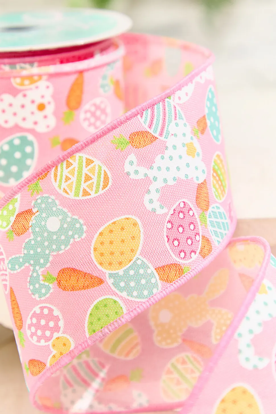 2.5" x 10 Yard Pink Easter Patterned Ribbon