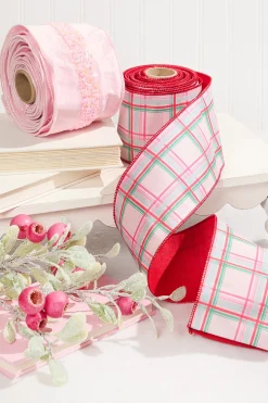 4" x 5 Yard Pink Embellished Center Ribbon