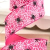 2.5" x 10 Yard Pink Glitter Spider Webs Halloween Ribbon