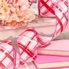 2.5" x 10 Yard Pink, Red & White Plaid Valentine Ribbon