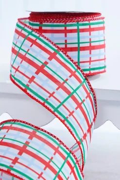 2.5" x 10 Yard Red/Blue/Green Plaid Wired Ribbon