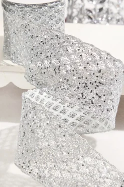 4" x 10 Yard Silver Mesh Wired Ribbon