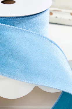 2.5" x 10 Yard Soft Blue Wired Velvet Ribbon