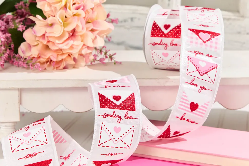2.5" x 10 Yard Valentine Letters Ribbon