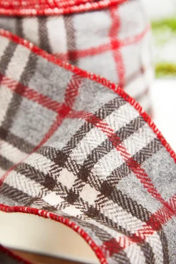 4" x 5 Yard Wool Check Plaid Ribbon